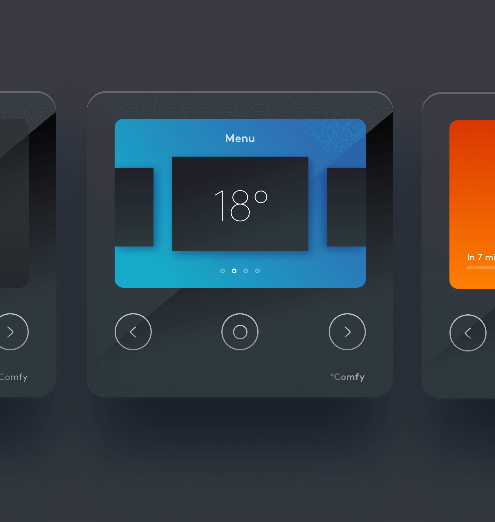 smart switch screen on the wall that shows temperature and other commands