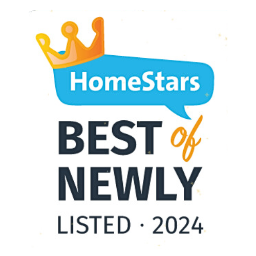 logo of Homestars with a crown and the symbol of best of newly listed 2024